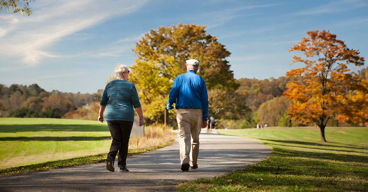 Scene of older couple in a Northern Kentucky Park